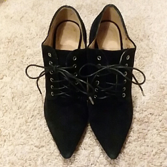 L.A.M.B. designer lace up black stiletto booties - Picture 5 of 8